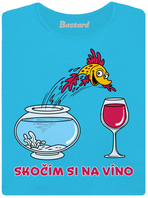 Skočím si na víno dámské tričko s lemem Blue Atol