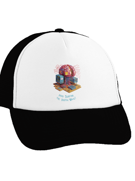 Mind surfing the digital wave kšiltovka truckerka Black cap