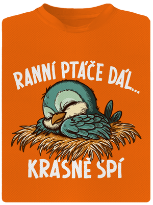 Ranní ptáče spí dětské sportovní tričko Neon Orange
