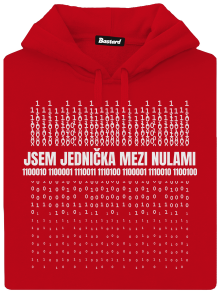 Jednička mezi nulami pánská mikina klokanka Red