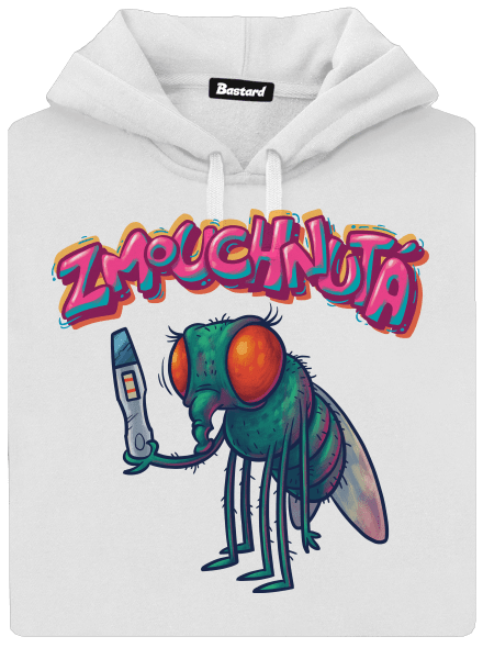 Zmouchnutá dámská mikina klokanka White