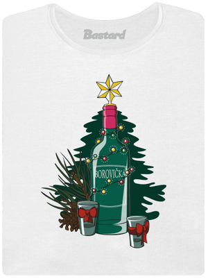 Vánoční borovička dámské tričko s lemem White