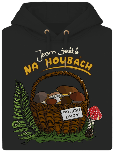 Na houbách unisex mikina premium Dark Black