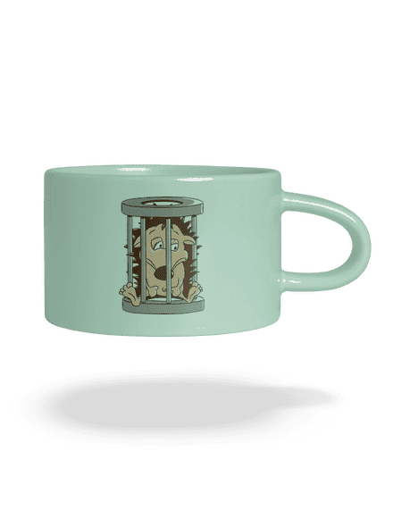 Ježeček v kleci hrnek makronka Mint Macaron