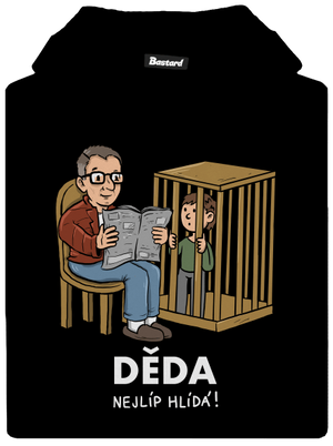 Děda hlídá dětská mikina klokanka Black