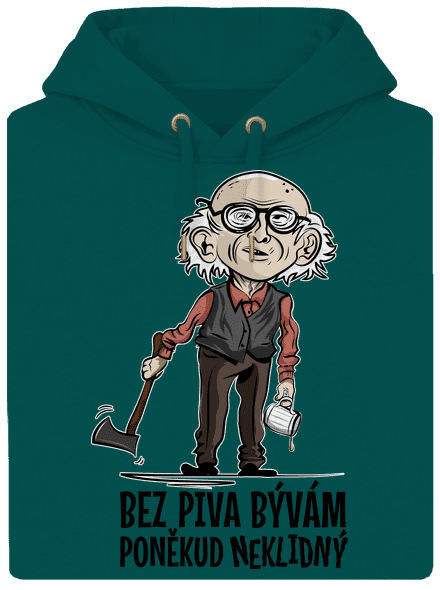 Neklidný bez piva unisex mikina premium Emerald Green