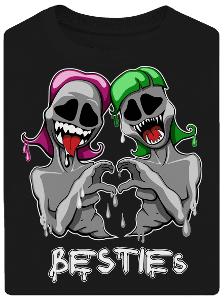 Besties unisex tričko oversized Black