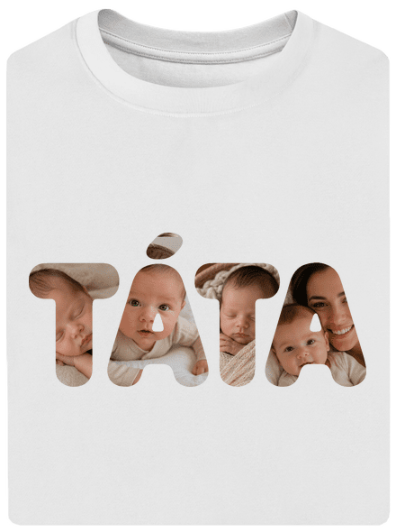Nápis táta z vlastních fotek unisex tričko oversized White