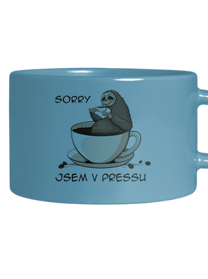 V pressu hrnek makronka Blue Macaron