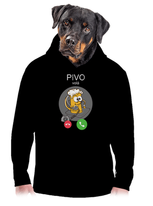 Pivo volá pánská mikina klokanka Black