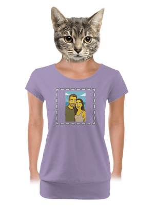 Simpsonovi z vlastní fotky dámské tričko s lemem Lavender