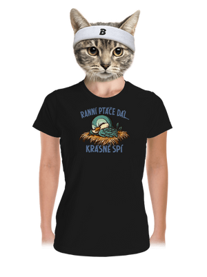 Ranní ptáče spí dámské sportovní tričko Black