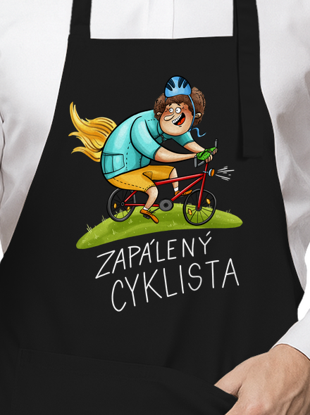 Zapálený cyklista zástěra Black