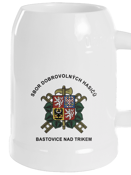 Sbor dobrovolných hasičů s vlastním erbem obce půllitr White