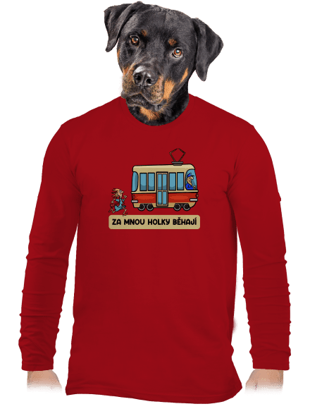 Za mnou holky běhají pánské dlouhý rukáv Red