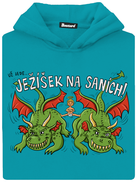 Ježíšek na saních dětská mikina klokanka Hawaiian Blue