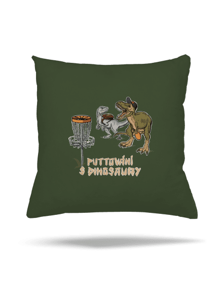 Puttování s dinosaury polštář Olive Green