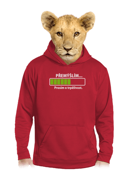 Přemýšlím dětská mikina klokanka Fire Red