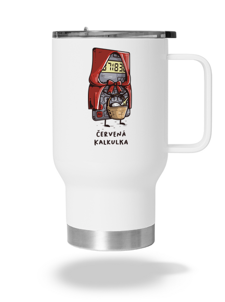 Červená kalkulka termohrnek White