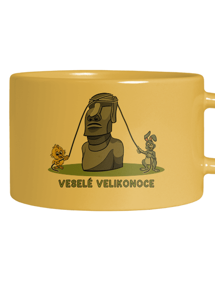 Velikonoční Moai hrnek makronka Yellow Macaron