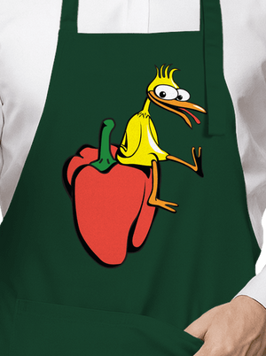 Kuře na paprice zástěra Bottle Green
