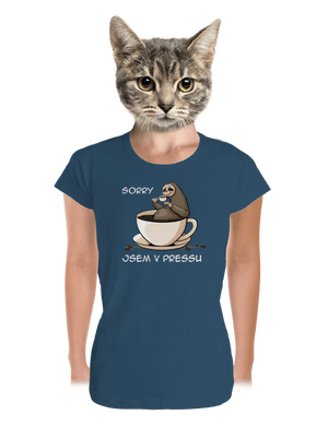 V pressu dámské tričko premium Petrol Blue