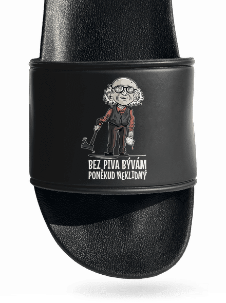 Neklidný bez piva pantofle Black
