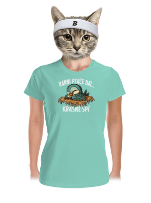 Ranní ptáče spí dámské sportovní tričko Mint Mal