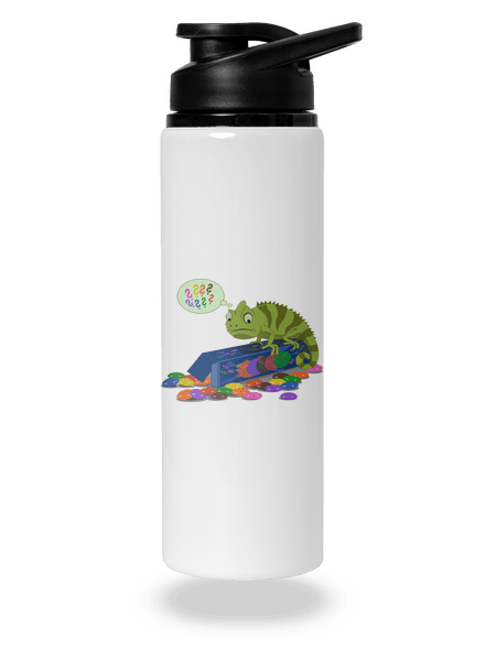 Zmatený chameleon lahev na vodu White