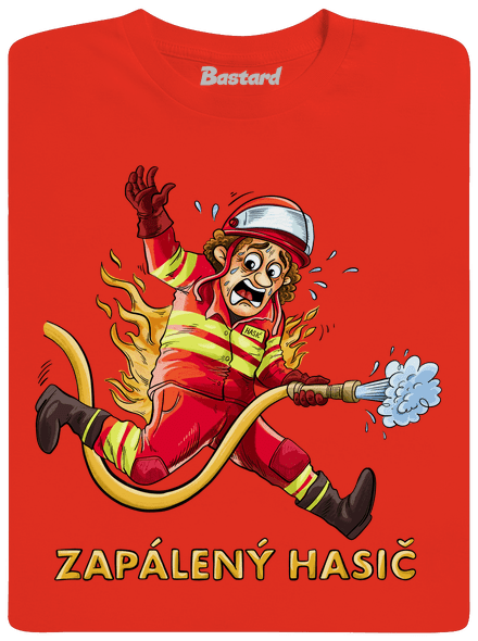 Zapálený hasič a hasička pánské tričko Fiery Red