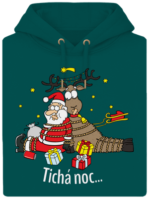 Tichá noc unisex mikina premium Emerald Green