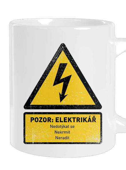 Pozor elektrikář velký hrnek White