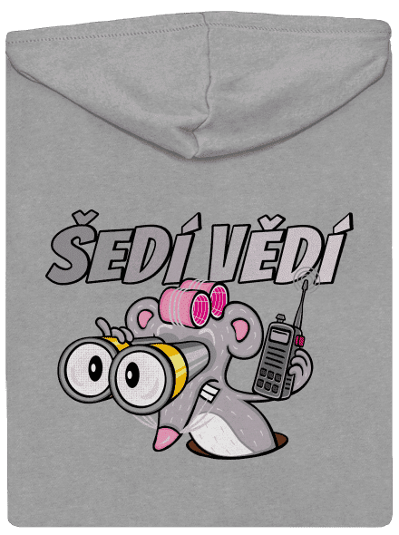Šedí vědí - myš pánská mikina na zip Light Melange