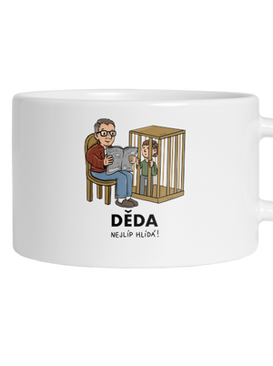 Děda hlídá hrnek makronka White