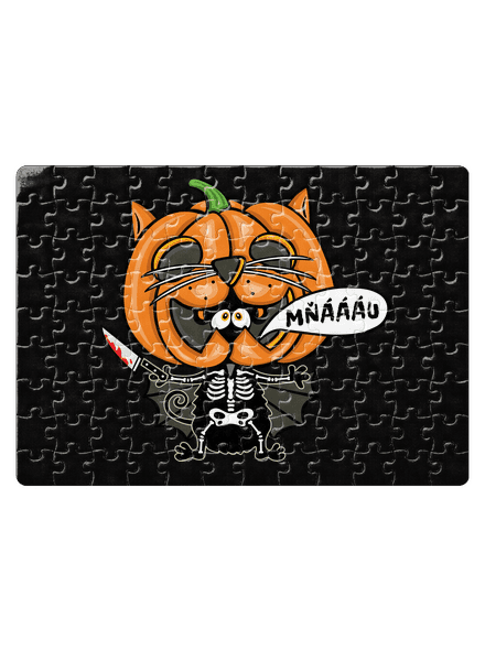 Halloweenská kočička puzzle White
