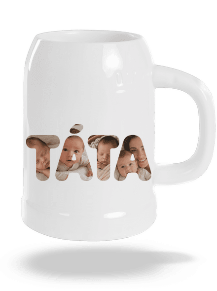 Nápis táta z vlastních fotek půllitr White