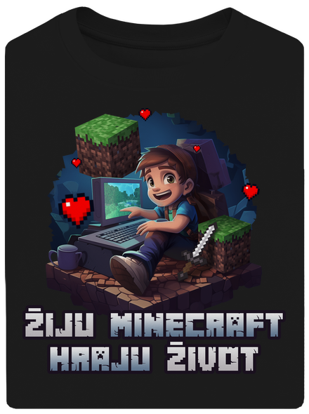 Žiju Minecraft unisex tričko oversized Black