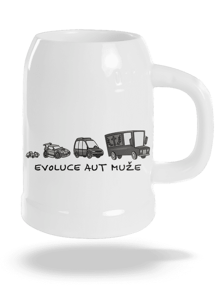 Evoluce aut muže půllitr White