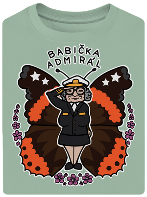 Babička admirál unisex tričko oversized Sage