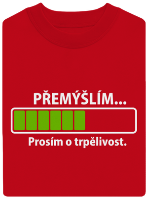 Přemýšlím unisex mikina bez kapuce Red