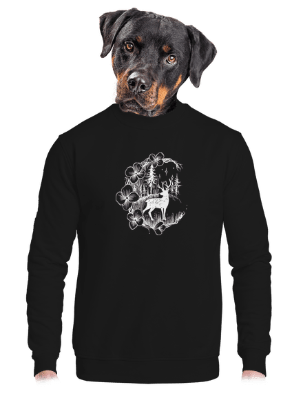 Jelen v květu bílý unisex mikina bez kapuce Black