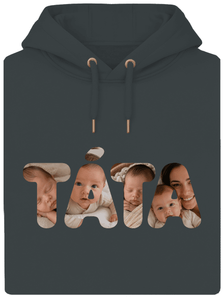 Nápis táta z vlastních fotek unisex mikina premium Charcoal