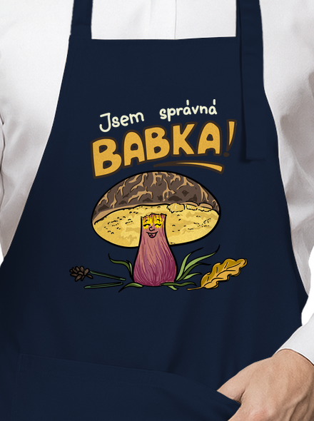 Babka a hříbeček zástěra Navy