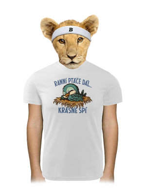 Ranní ptáče spí dětské sportovní tričko White