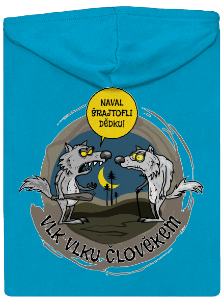 Vlk vlku člověkem dámská mikina na zip Blue Atol