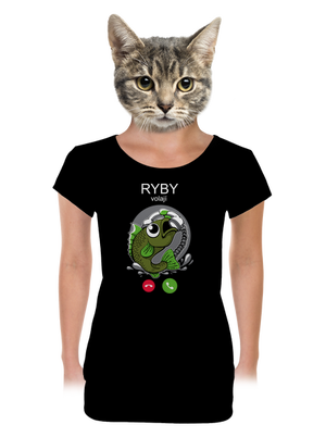 Ryby volají dámské tričko s lemem Black