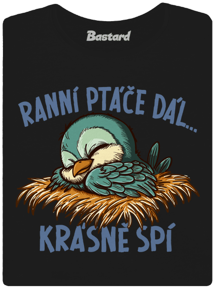 Ranní ptáče spí dámské tričko Black