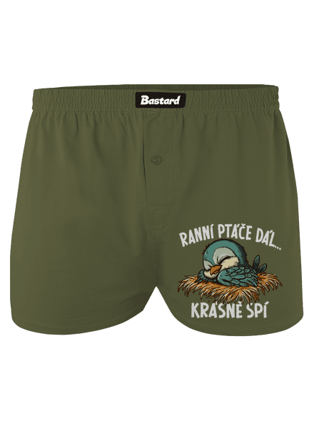Ranní ptáče spí pánské trenky Khaki