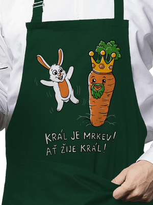 Král je mrkev, ať žije král zástěra Bottle Green