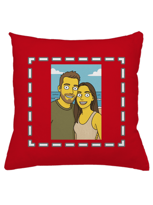 Simpsonovi z vlastní fotky polštář Red